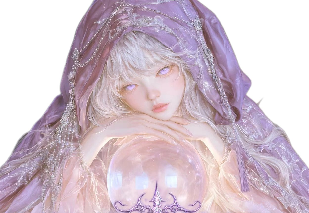 手捧水晶球的紫衣魔女